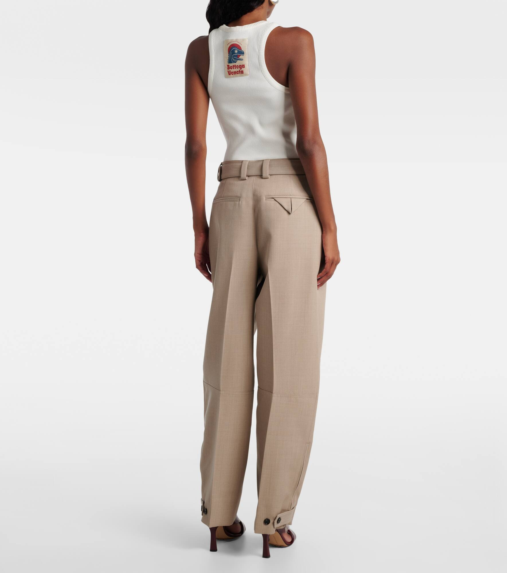 Belted high-rise wool straight pants - 3