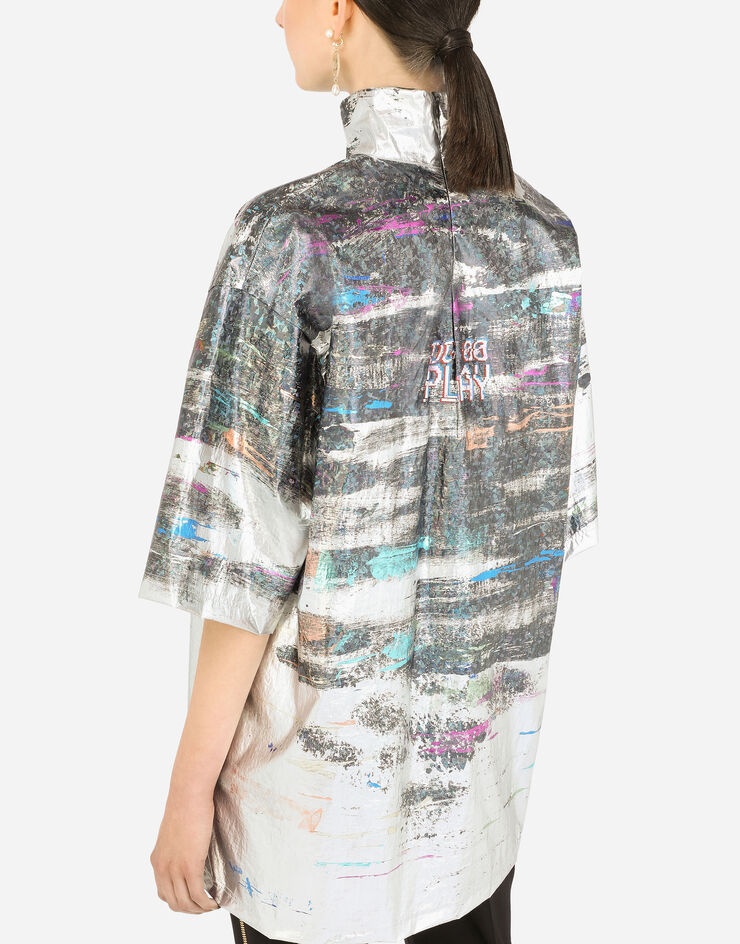 Jersey T-shirt with foiled glitch print - 5