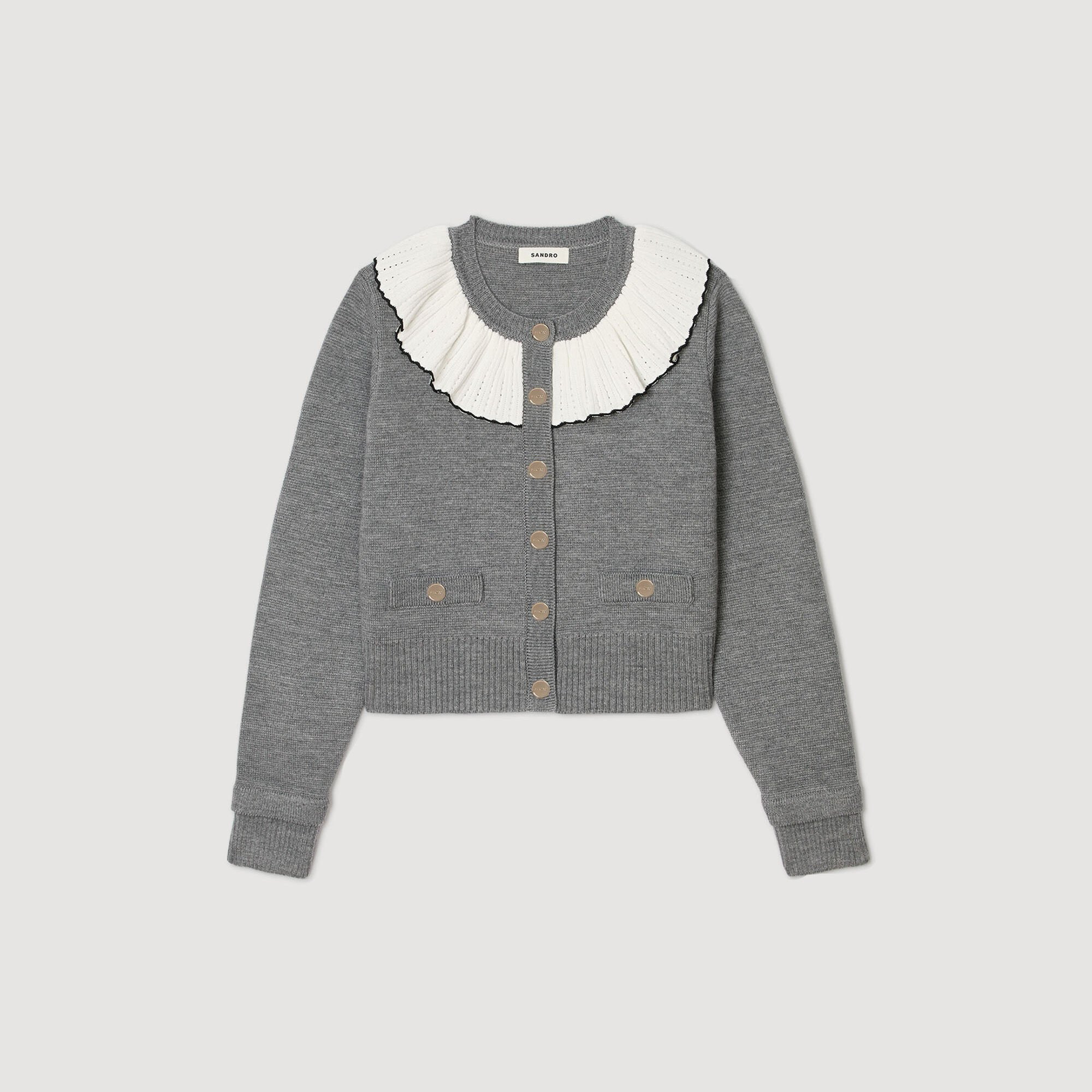 CARDIGAN WITH CONTRAST COLLAR - 6