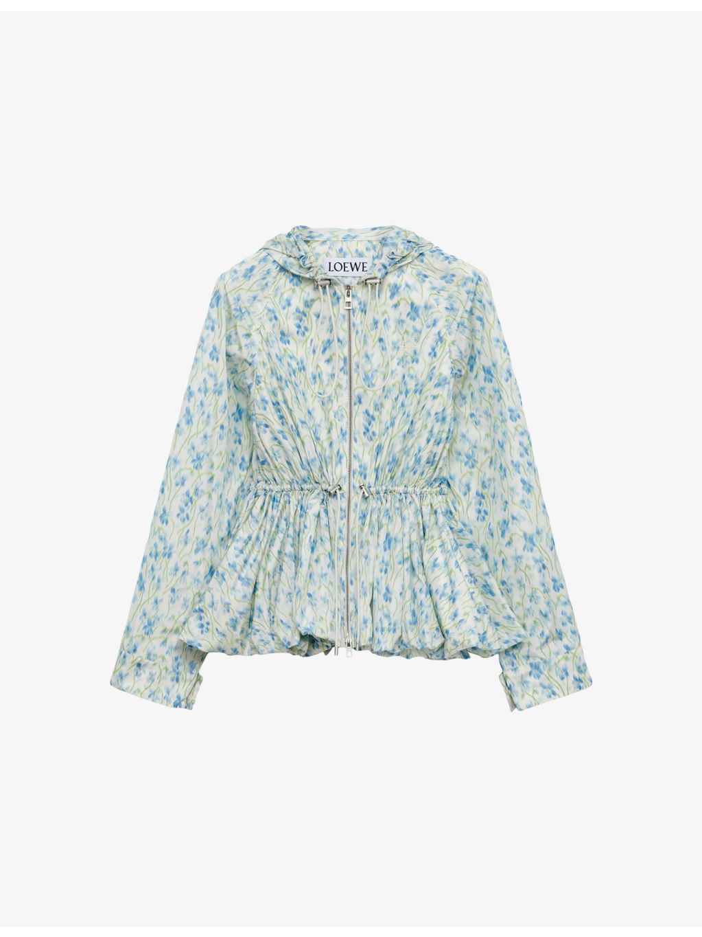 Floral-Print Silk-Woven Windbreaker Jacket - 1