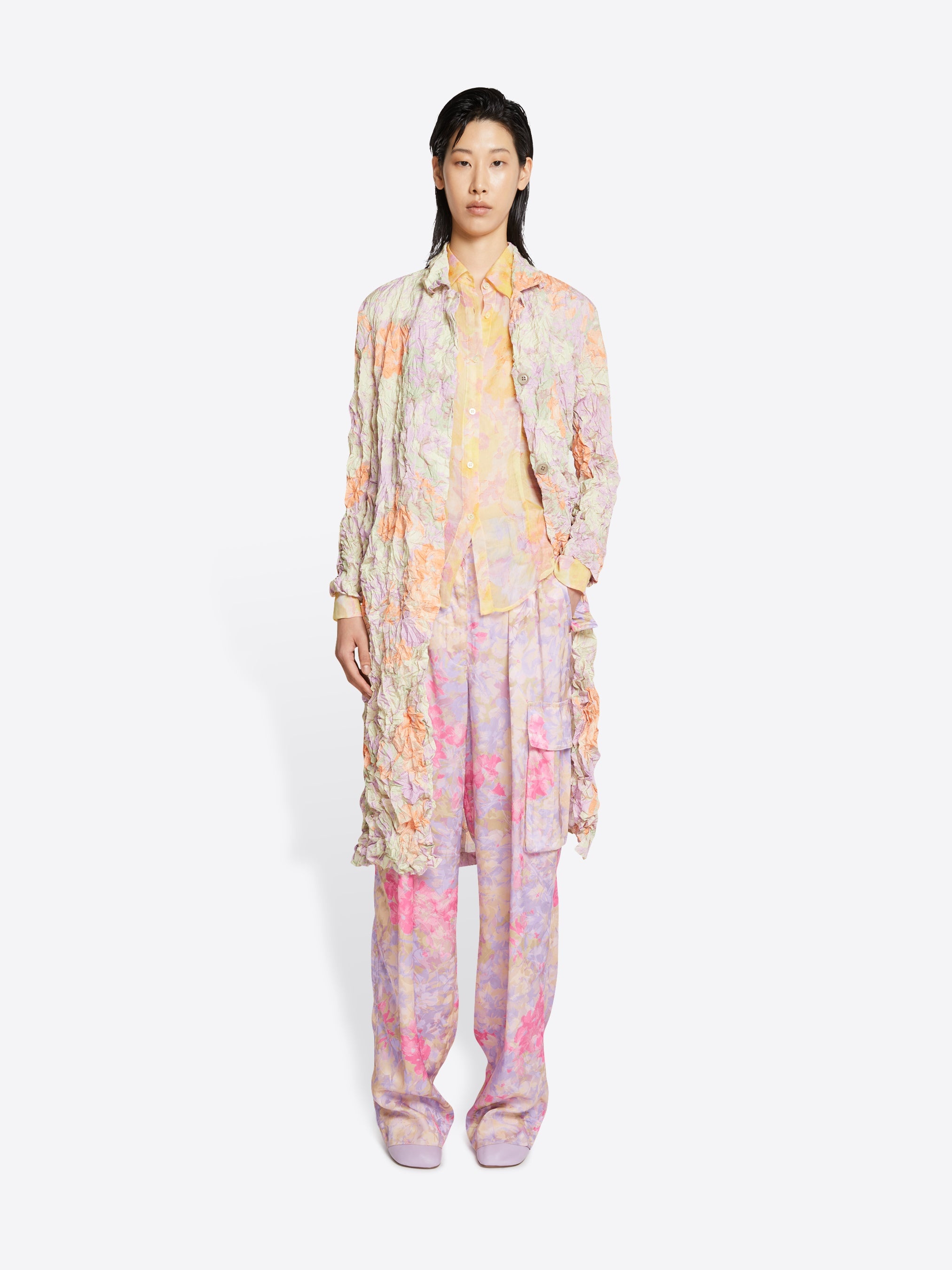 CRUSHED FLORAL COAT - 2