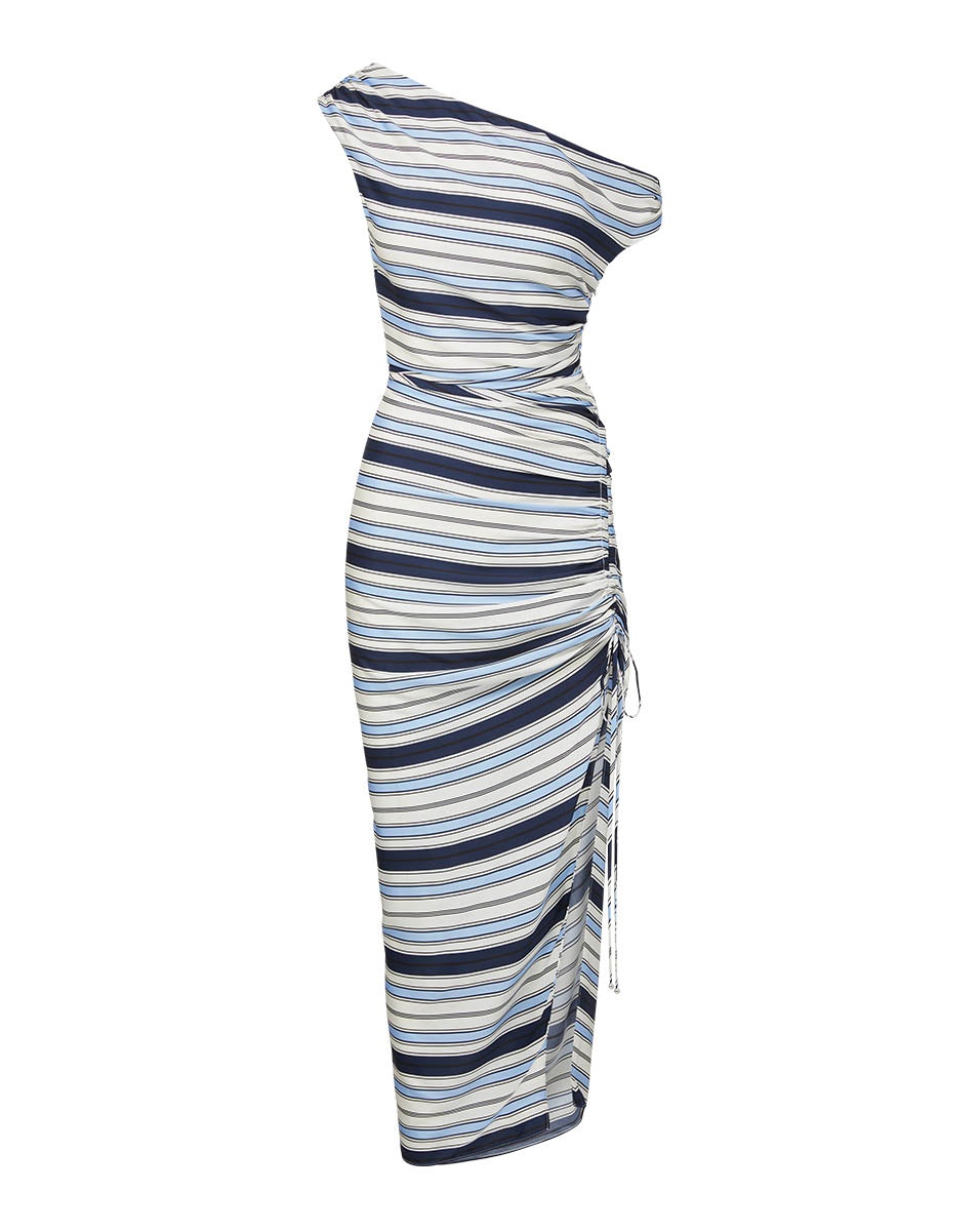 KADIE STRIPED STRETCH-SILK DRESS - 1
