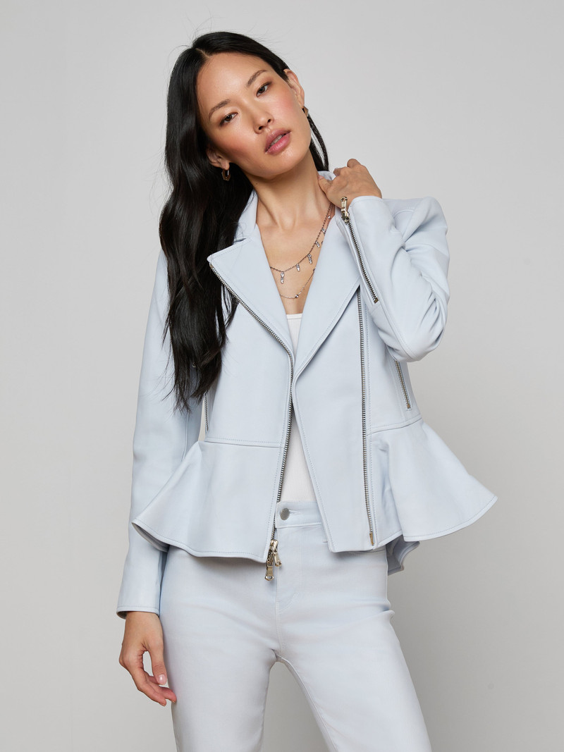 L'AGENCE Lyric Peplum Biker Jacket outlook