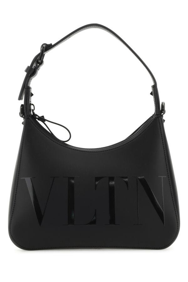 Valentino Garavani Man Black Leather Vltn Handbag - 1