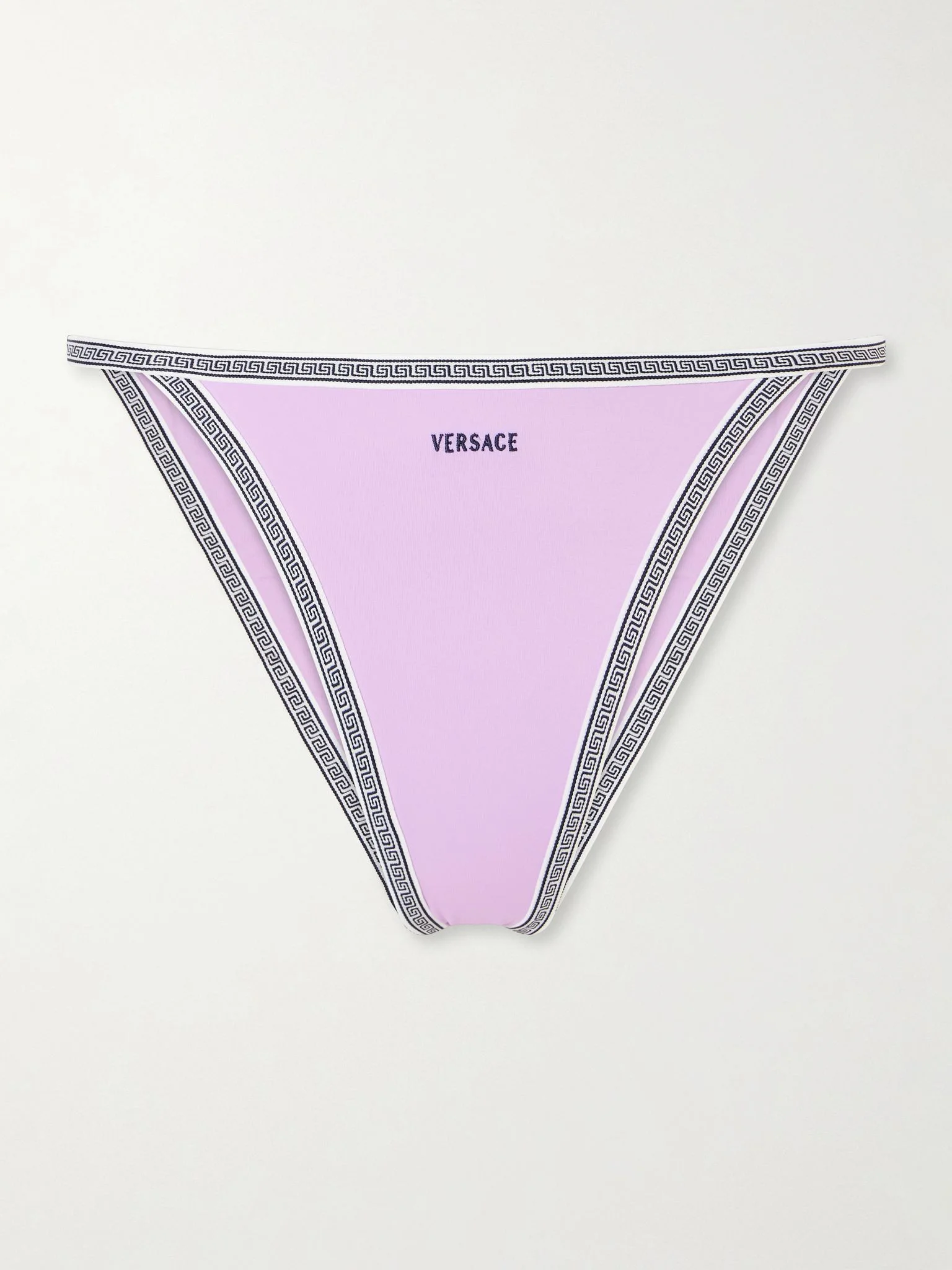 Greca-embroidered bikini briefs Purple - 1