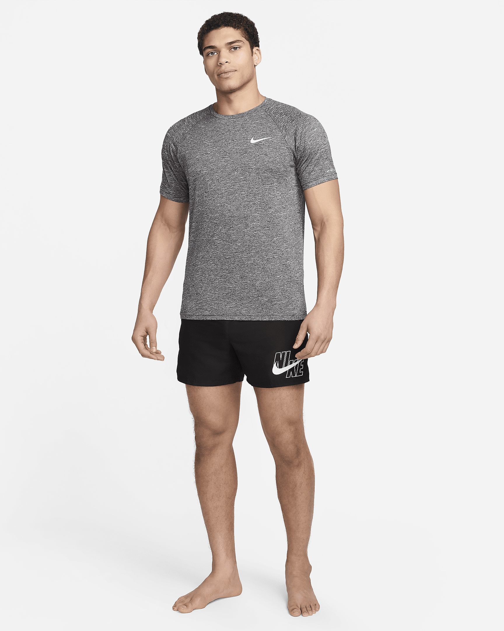 Nike Men's Heathered Short-Sleeve Hydroguard Swim Shirt - 7