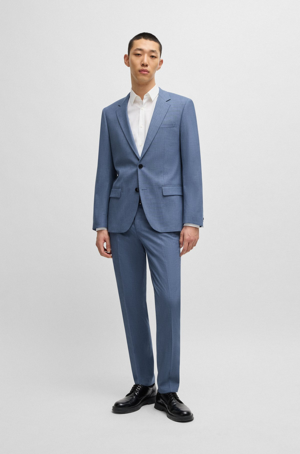 SLIM-FIT TROUSERS IN MOULINÉ PERFORMANCE-STRETCH CLOTH - 3