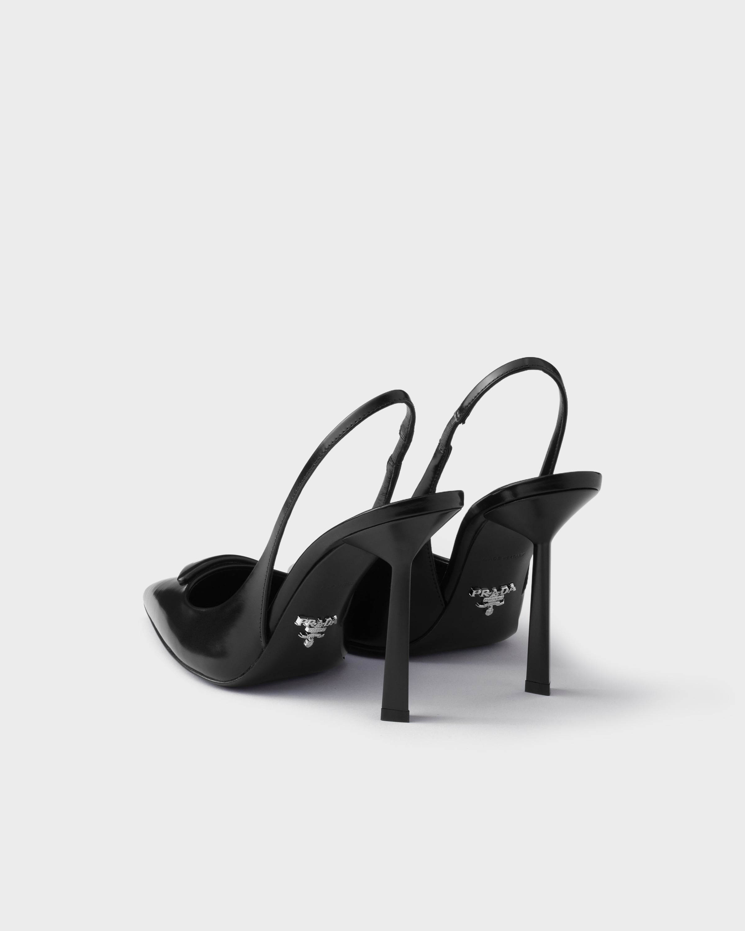 Brushed leather slingback pumps - 4