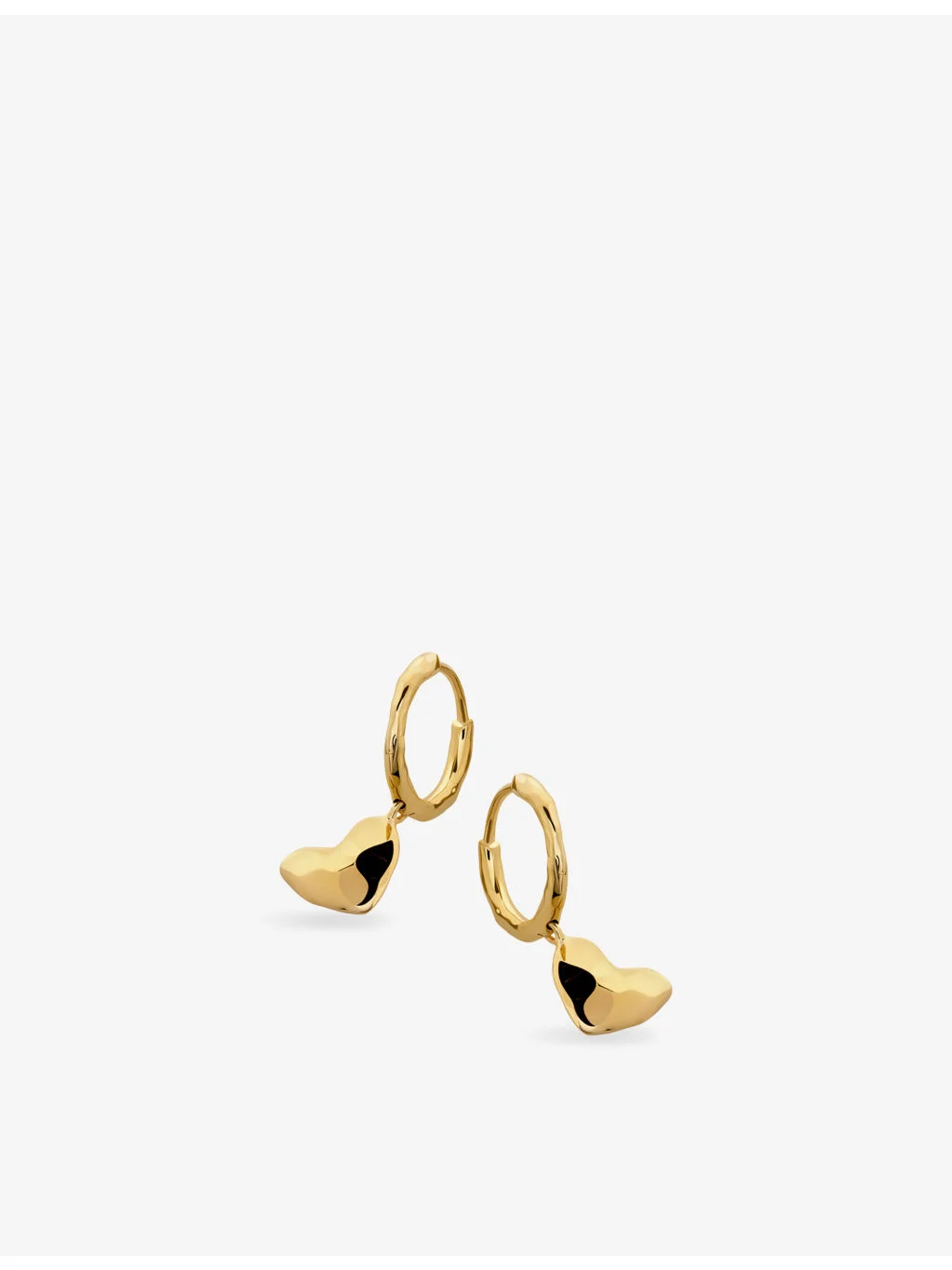Heart Drop 18ct Yellow Gold-Plated Vermeil Sterling-Silver Huggie Earrings - 1