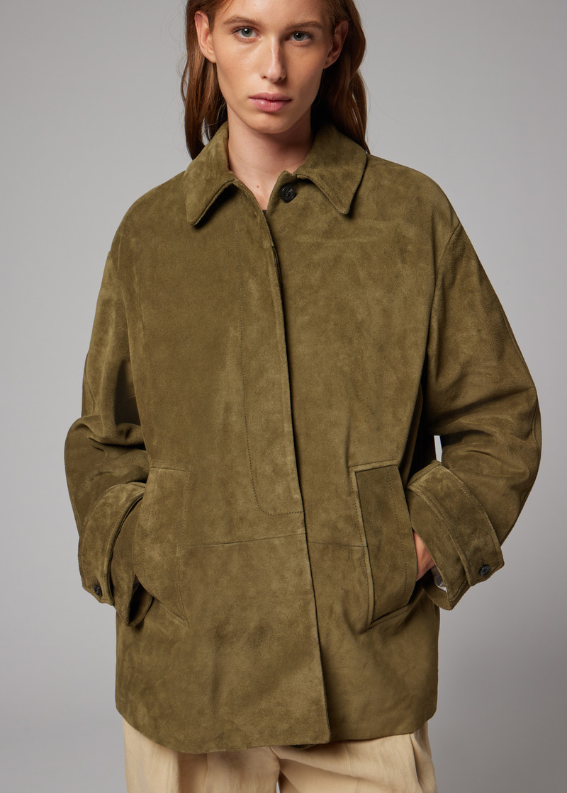 Women's Olive Suede Swing Jackets 13