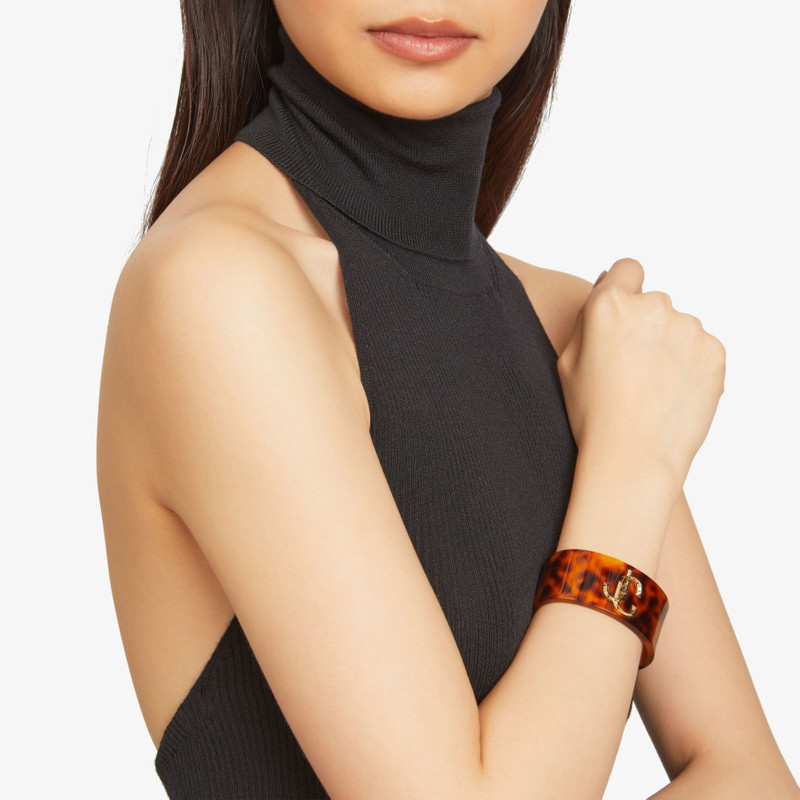 JIMMY CHOO JC Cuff
Tortoiseshell Resin Cuff Bracelet with Gold-Finish Metal JC Emblem outlook