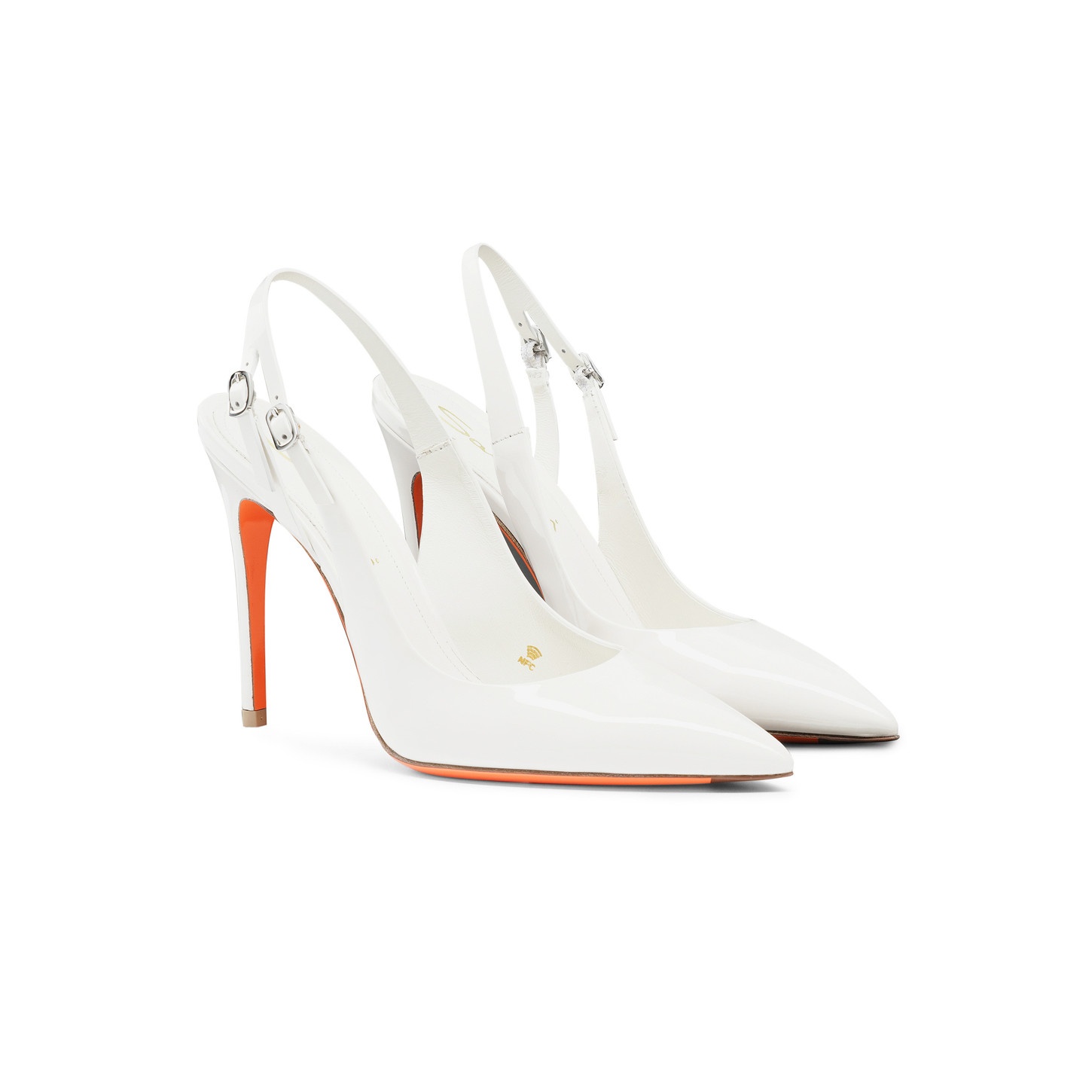 Women's white patent leather high-heel slingback - 3