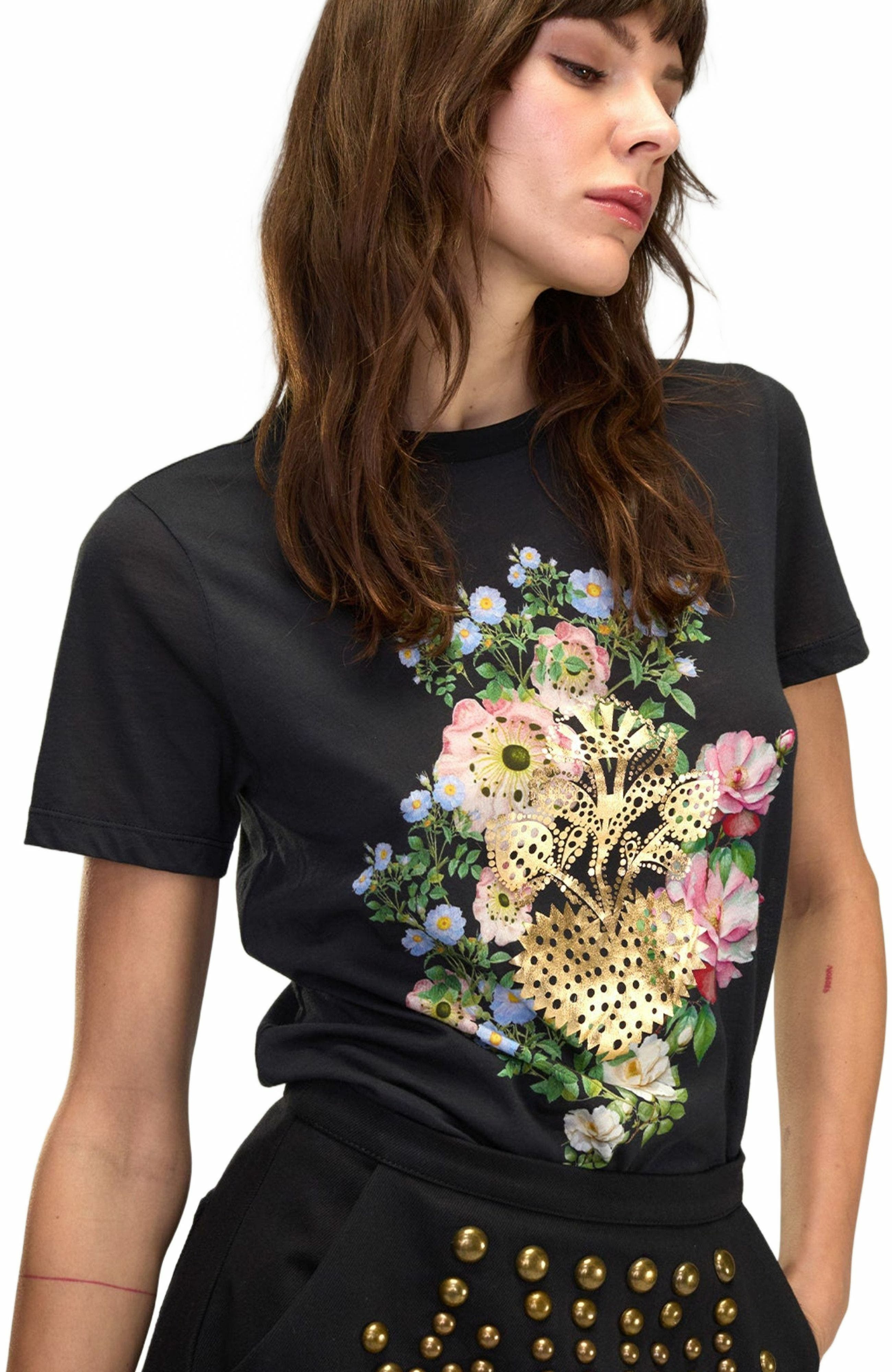 Cynthia Rowley Heart of Gold Tee in Black at Nordstrom - 4