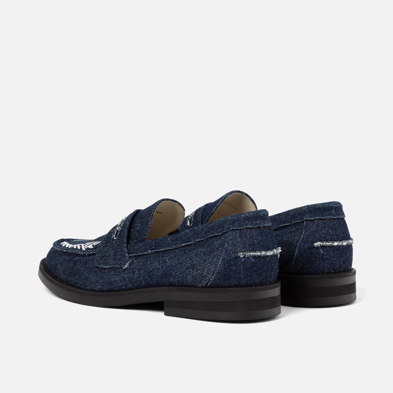 Wilde Indigo Denim Wreath Embroidered Penny Loafer - Men's 6