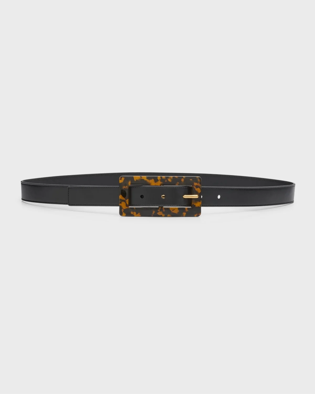 Smooth Leather Belt With Rectangular Buckle - 1