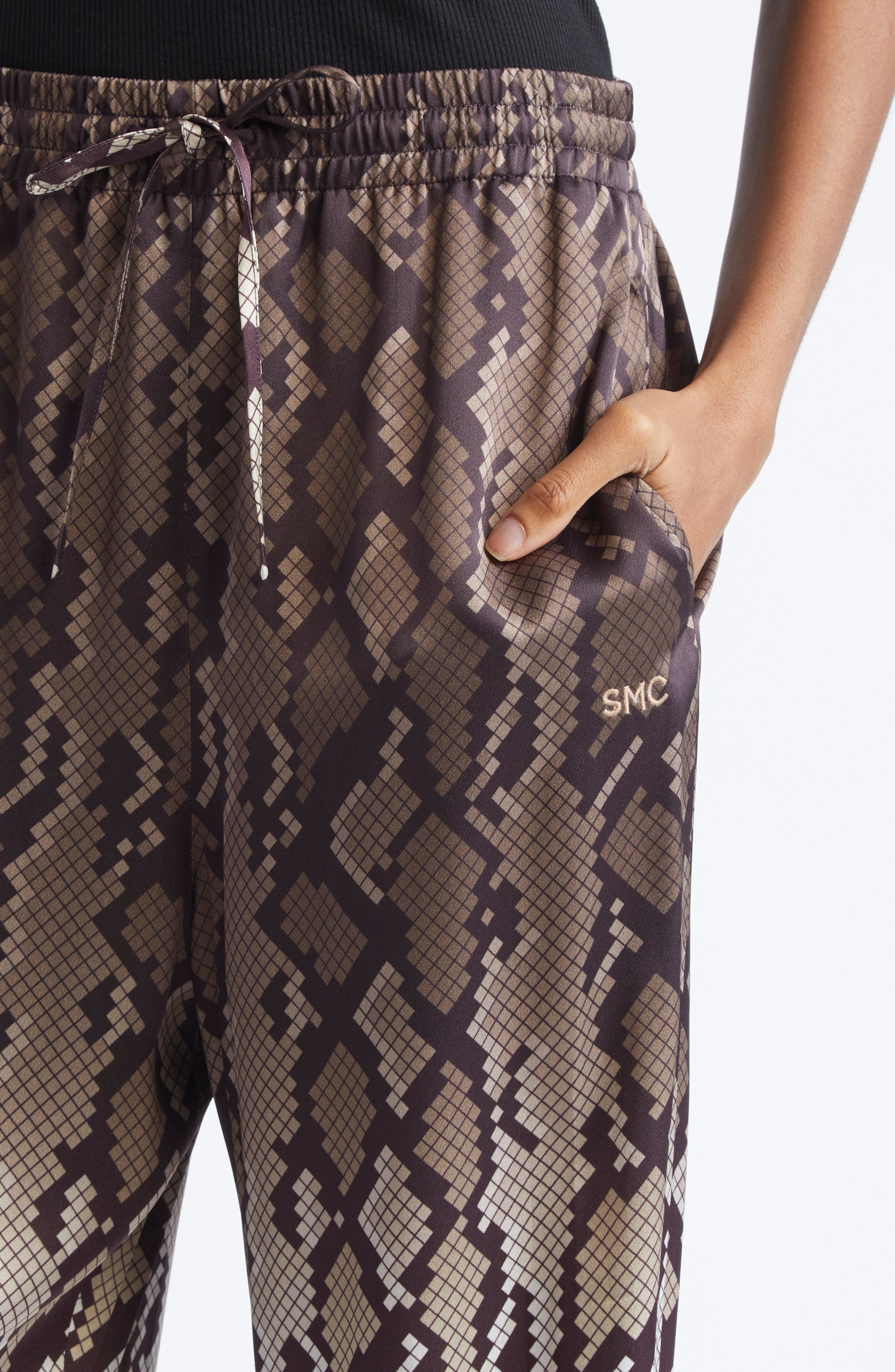 Stella McCartney Snakeskin Print Satin Pajama Trousers in Natural at Nordstrom - 5