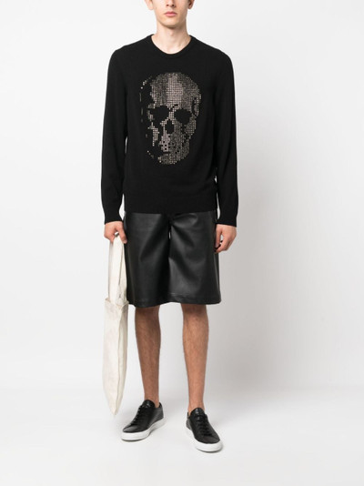 PHILIPP PLEIN skull-appliqué cashmere sweatshirt outlook