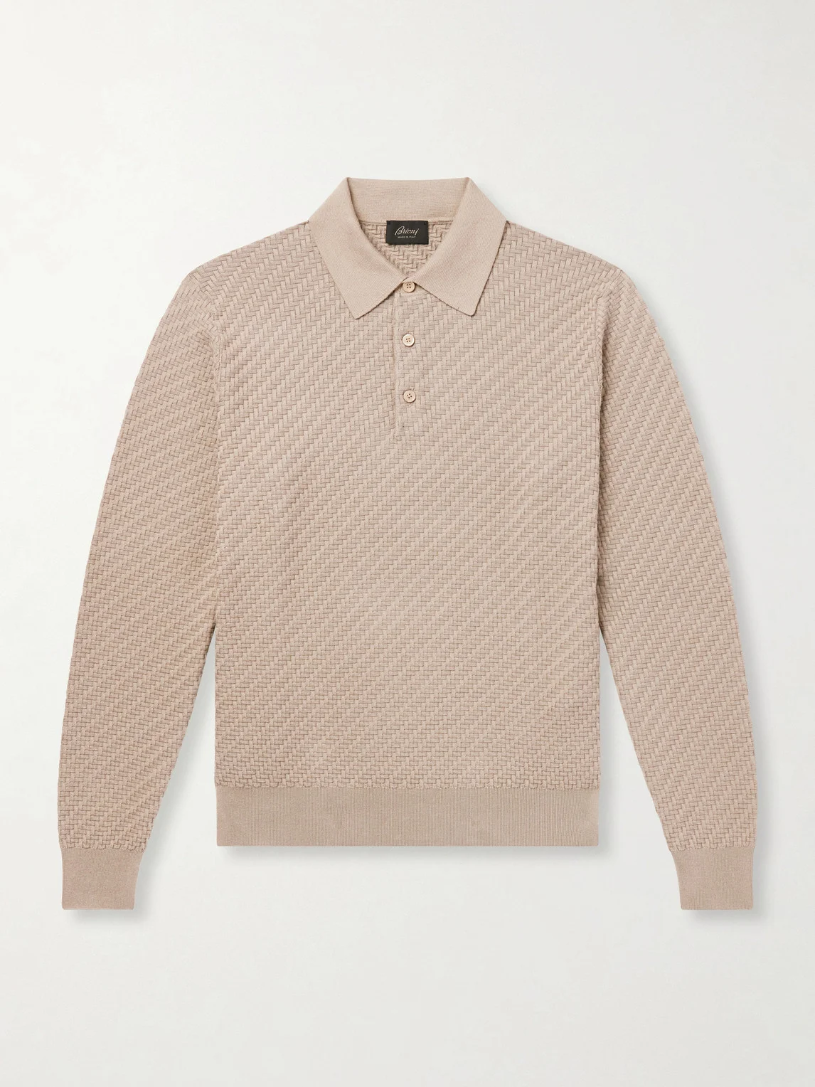 Woven Cotton, Cashmere and Silk-Blend Polo Sweater - 1