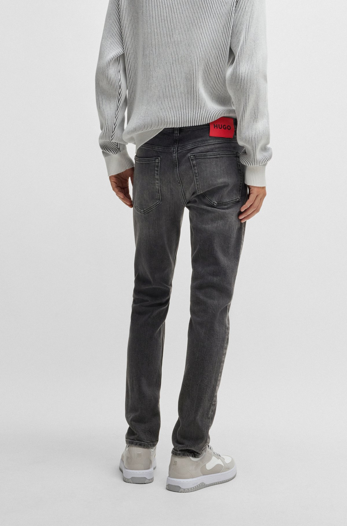EXTRA-SLIM-FIT JEANS IN GRAY STRETCH DENIM - 4