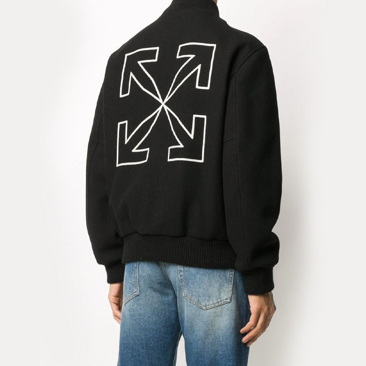 Off-White FW20 Arrows Printing Baseball Jacket Men Black OMEA224E20FAB0011001 - 5