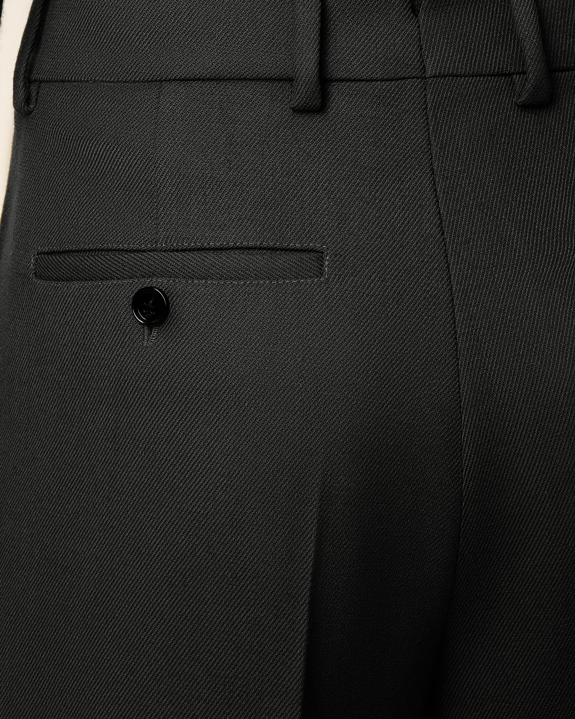 BLACK WOOL LARGE FIT TROUSERS - 5