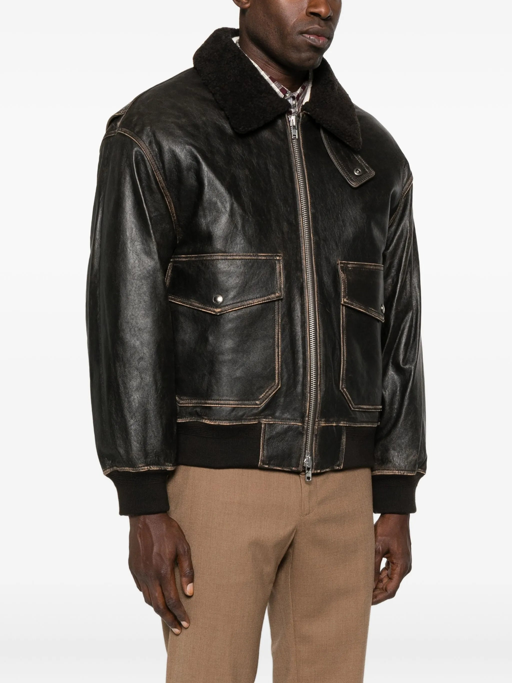 Dunst Lambskin Leather Flap-pocket Coat - 4
