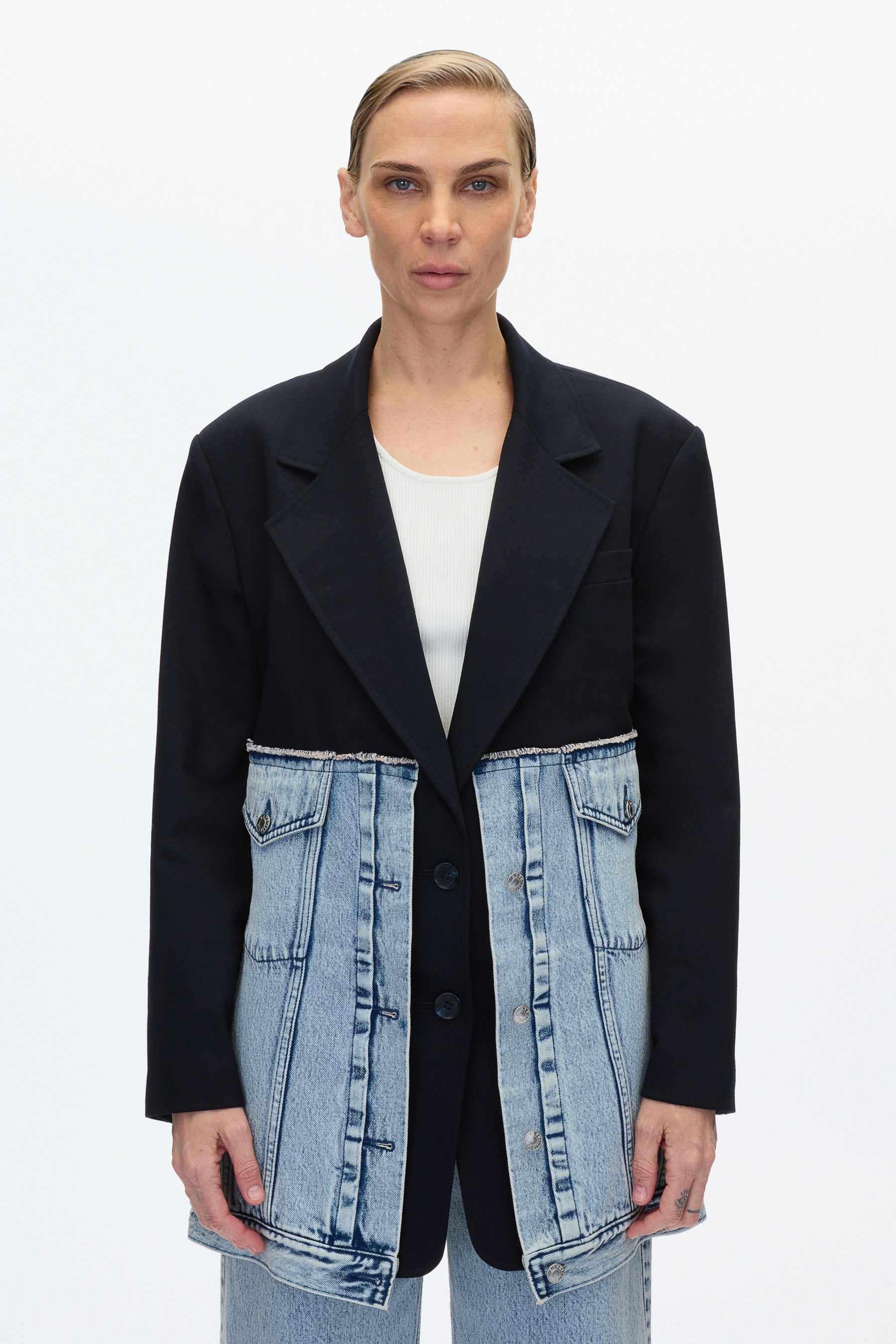 Oversized Hybrid Denim Blazer - 6
