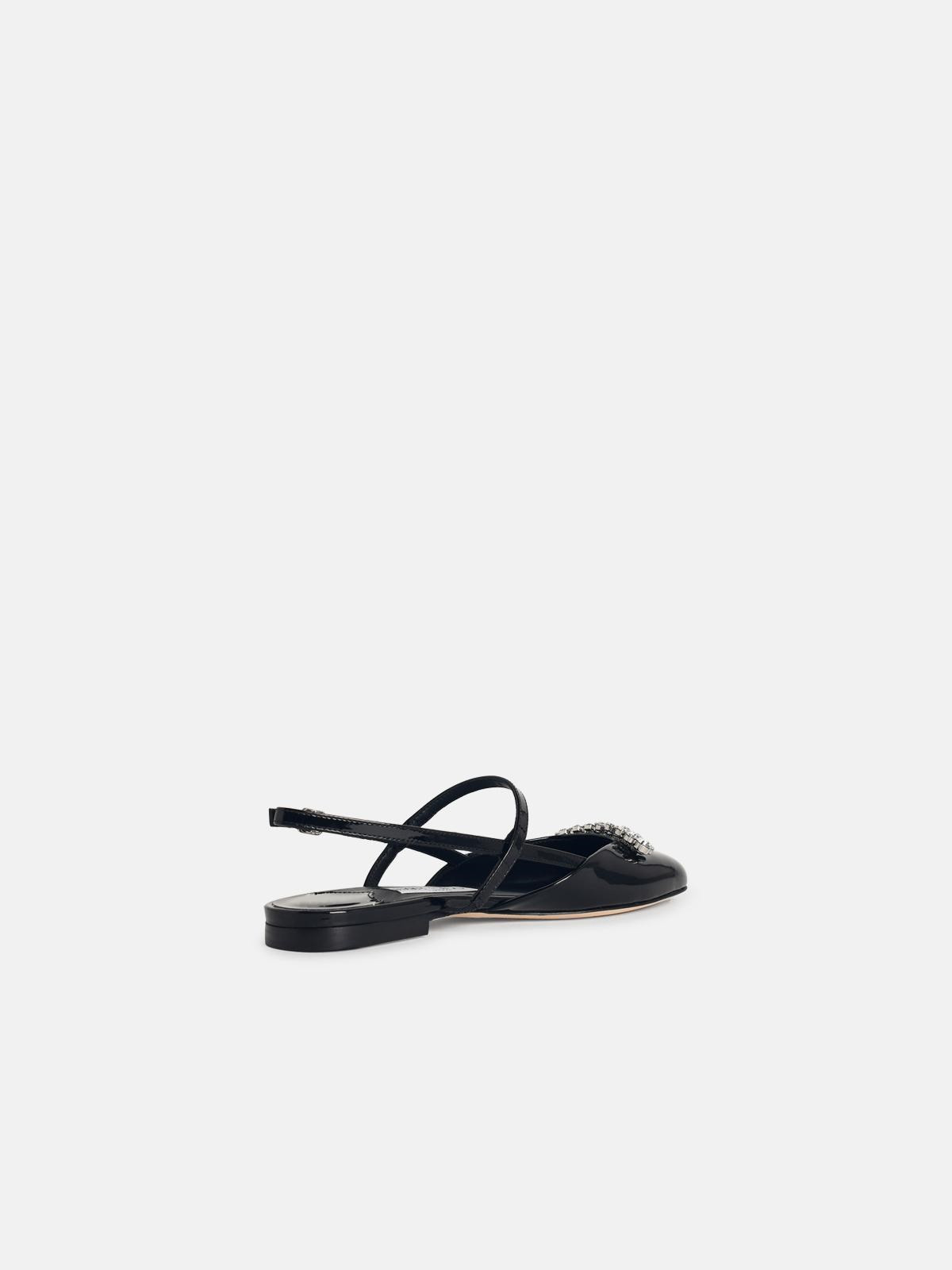 'BELINDA SB FLAT' BLACK LEATHER BALLET FLATS - 3