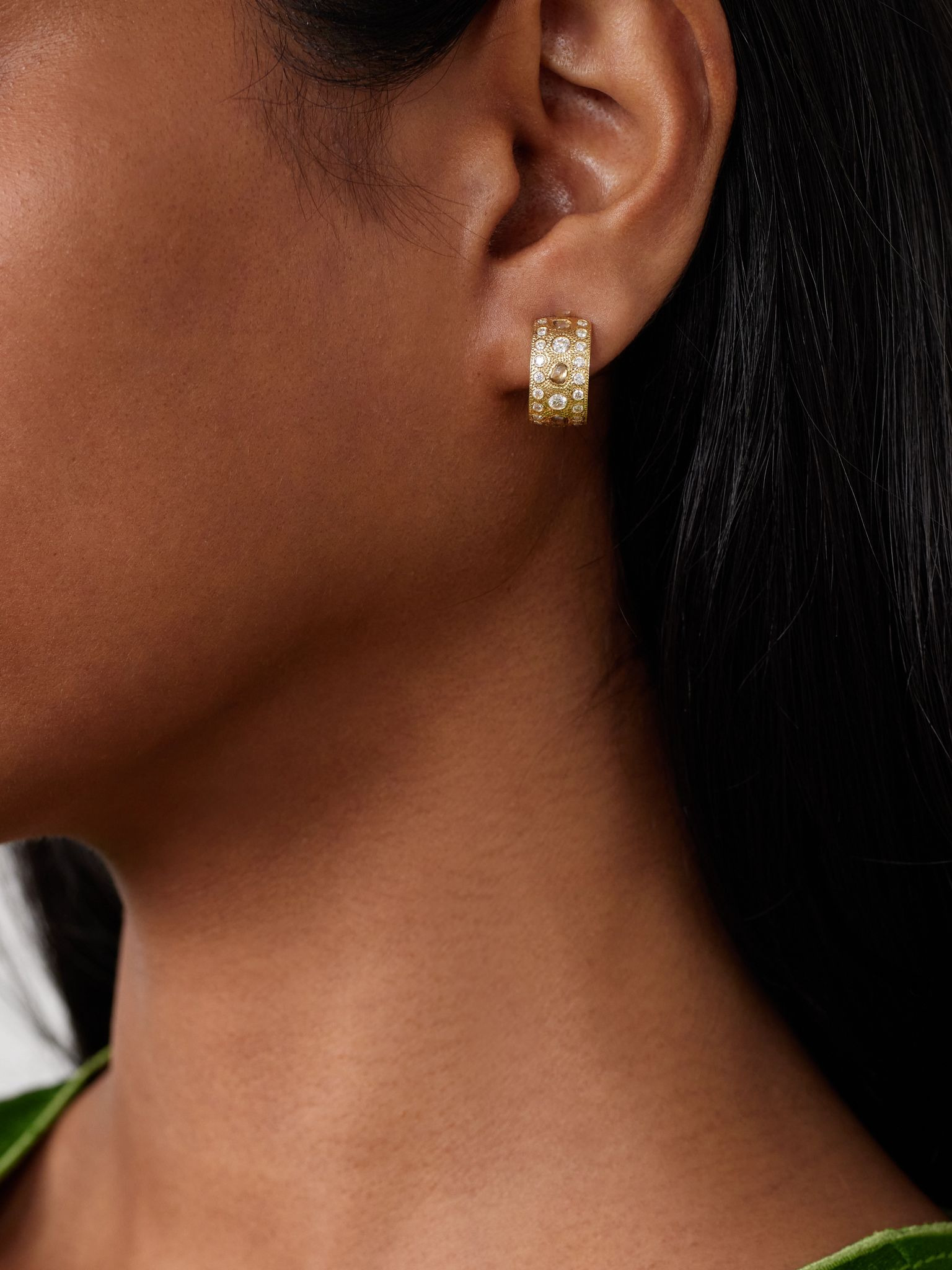 Talisman 18-karat gold diamond hoop earrings Gold - 2