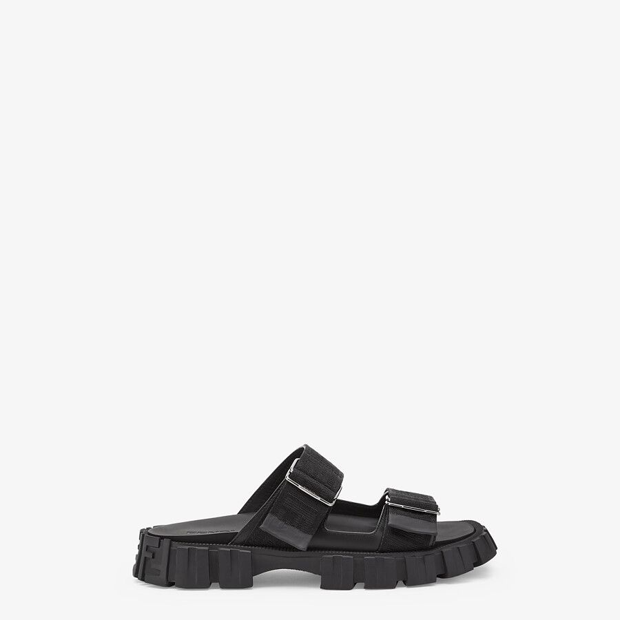 Black fabric sandals - 1