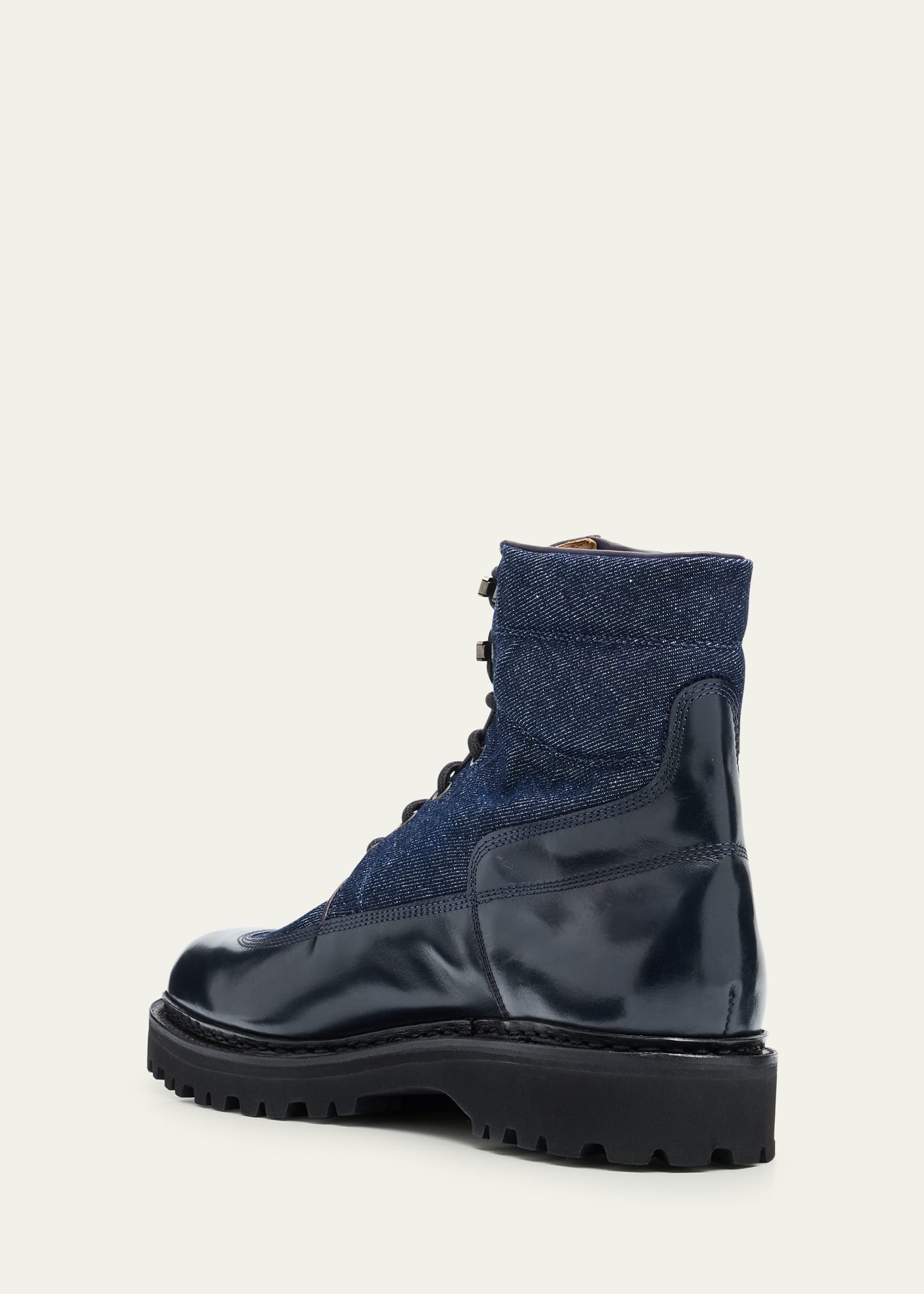 Men's Peak Denim and Leather Lace-Up Boots - 2