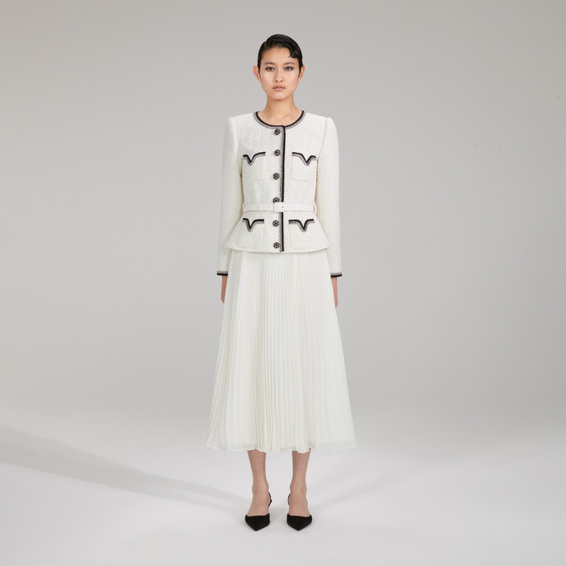 Metallic Bouclé And Chiffon Midi Dress 1