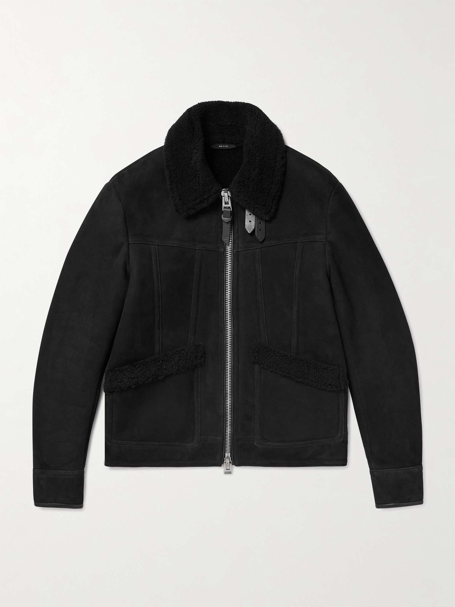 Leather-Trimmed Shearling Flight Jacket - 1