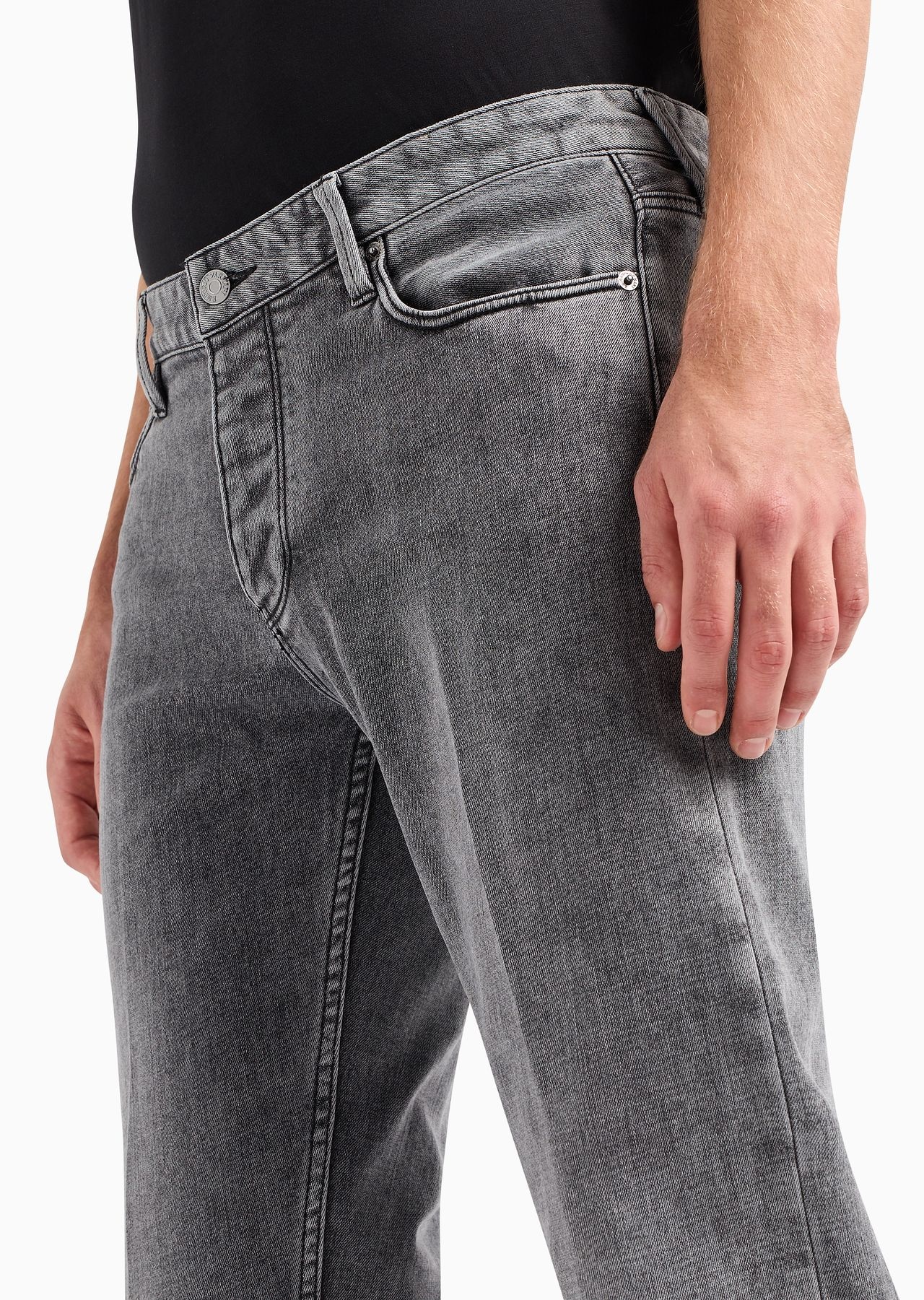 J75 slim-fit jeans in marble-wash, jersey fleece-feel stretch denim - 9