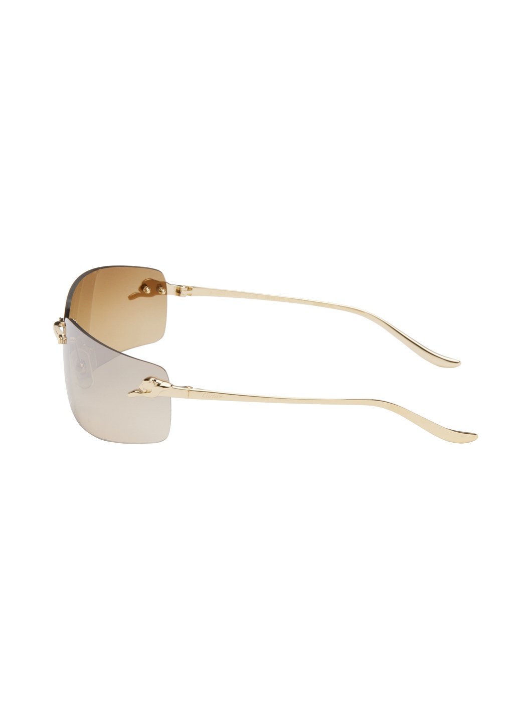 Gold 'Panthère de Cartier' Rectangular Metal Sunglasses - 3