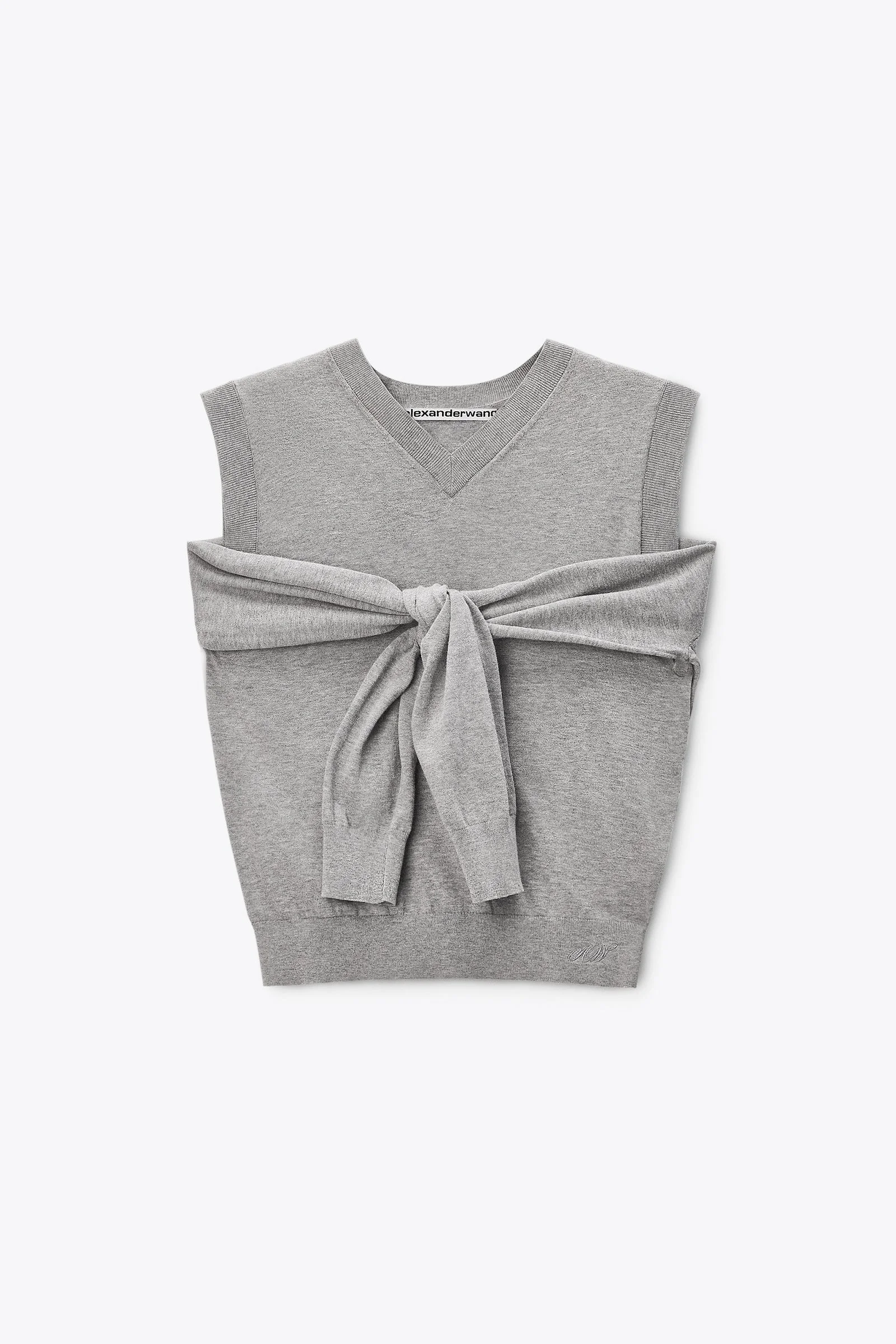 layered v-neck vest with tie-front cardigan detail - 1