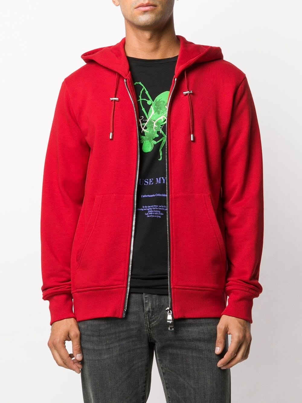 embossed logo-panel zipped hoodie - 3