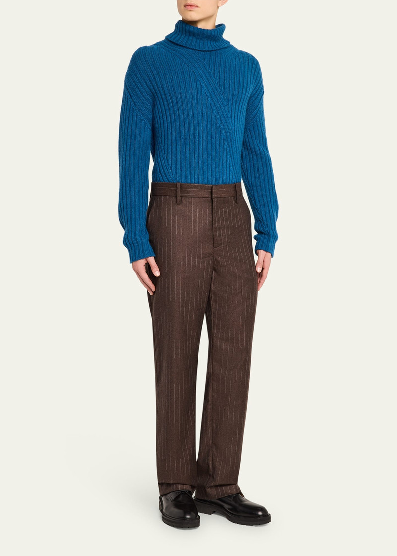 The Elder Statesman Men's Chalk Stripe Wool-Cashmere Pants outlook