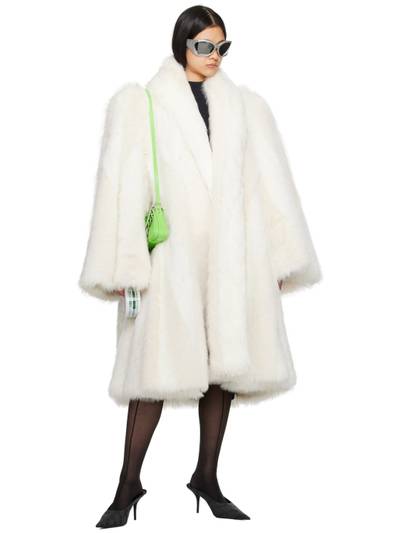 BALENCIAGA White A-Line Faux-Fur Coat outlook