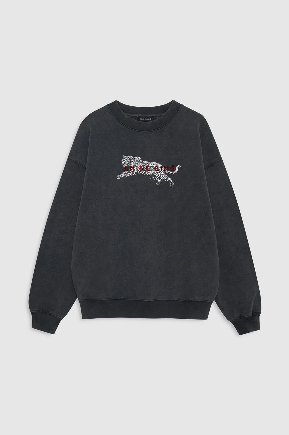 Spencer Sweatshirt Leopard - Washed Black - 1