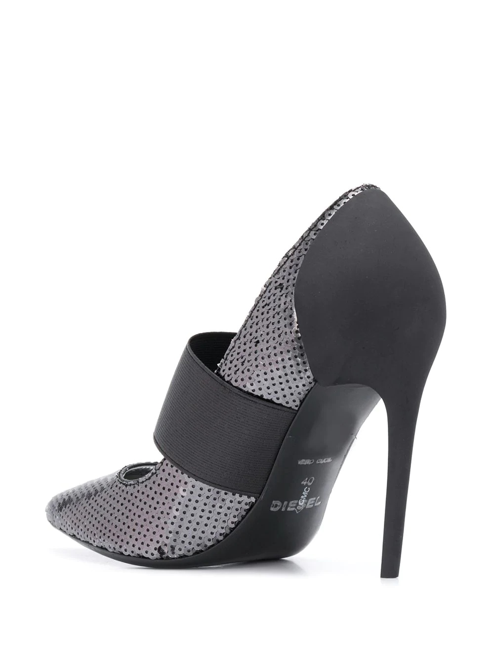 Sequined high-heel pumps with band - 3