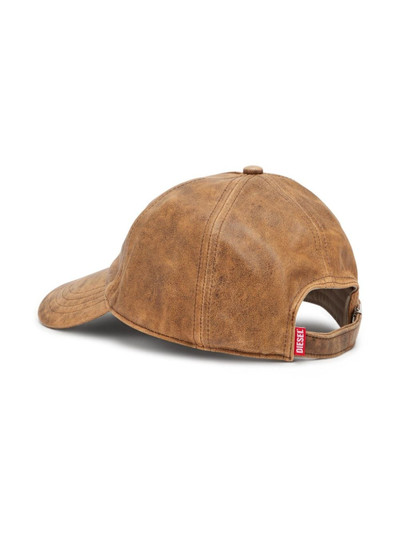 Diesel logo-embossed leather baseball cap outlook