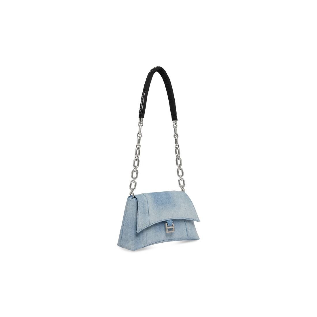 downtown small shoulder bag with chain in denim - 3