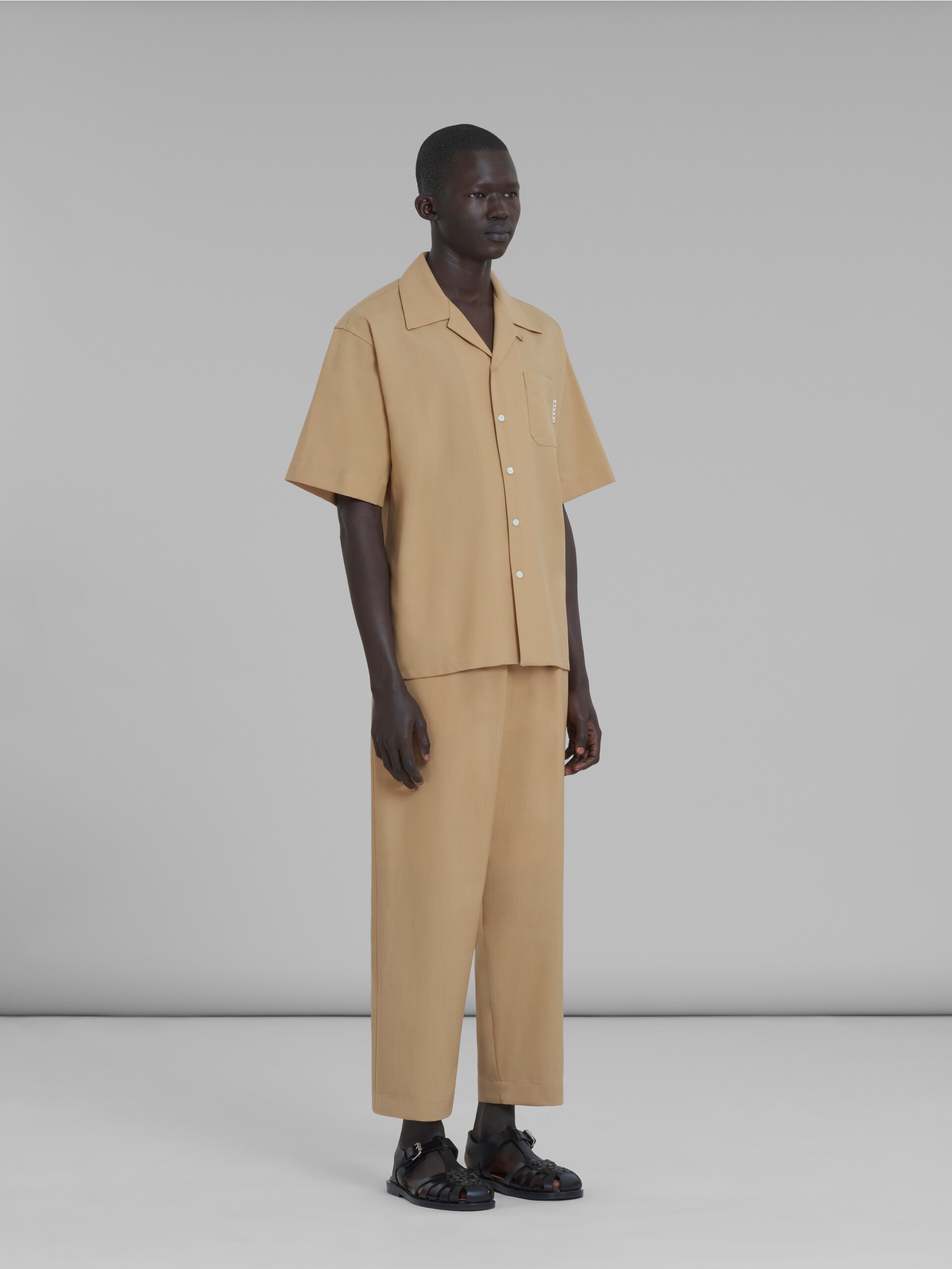 BEIGE CROPPED TROUSERS IN TROPICAL WOOL - 5