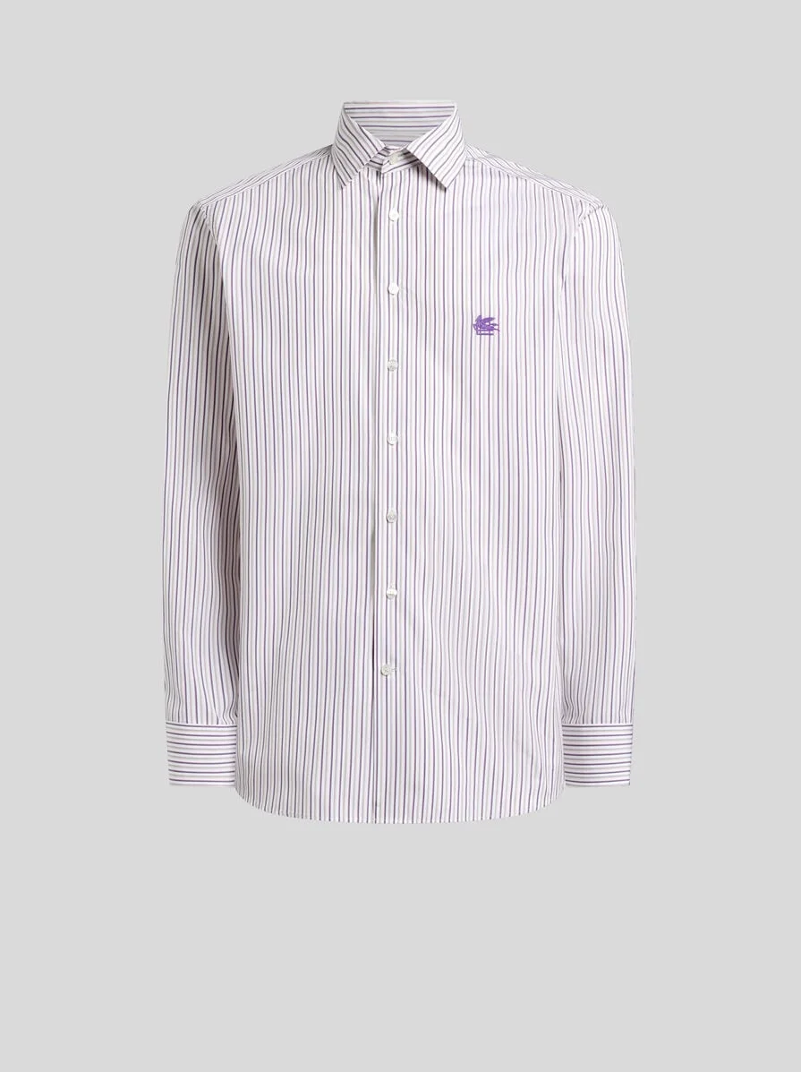 STRIPED COTTON SHIRT WITH PEGASO LOGO - 1