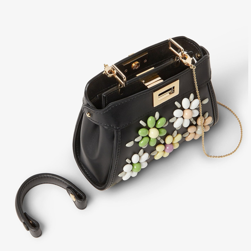 FENDI Nano Peekaboo Black leather miniature bag outlook