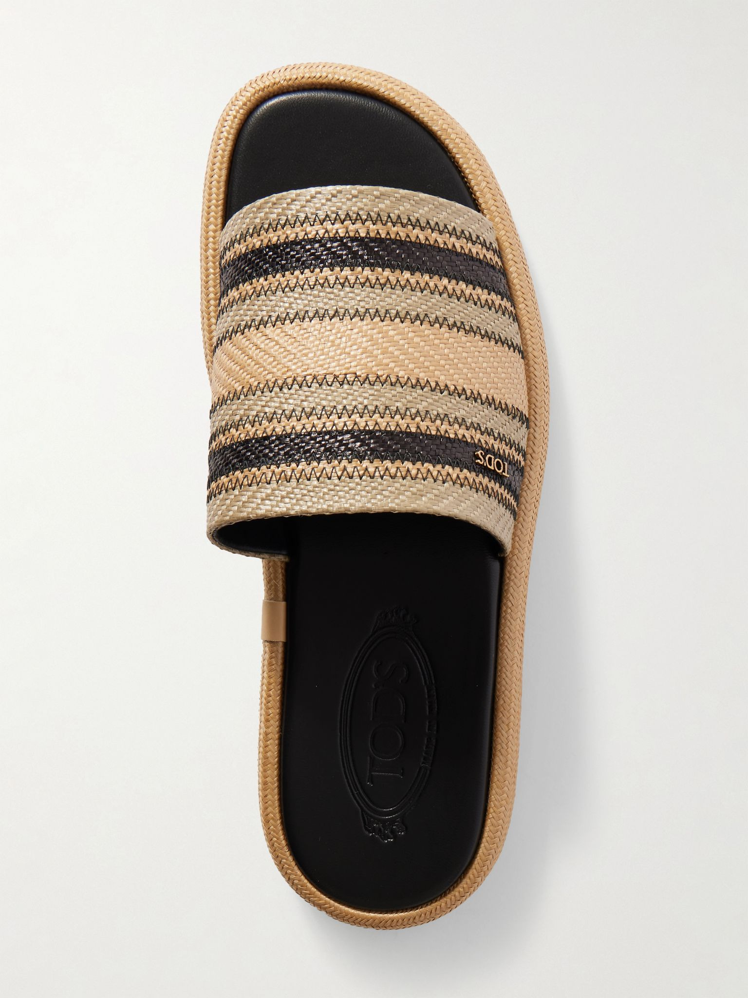 Striped raffia slides Beige - 5