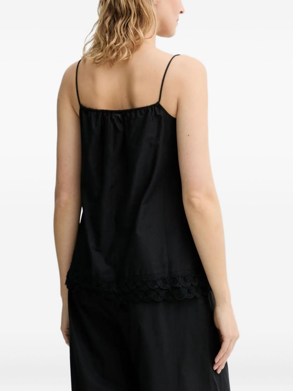 lace-trimmed drawstring top - 2