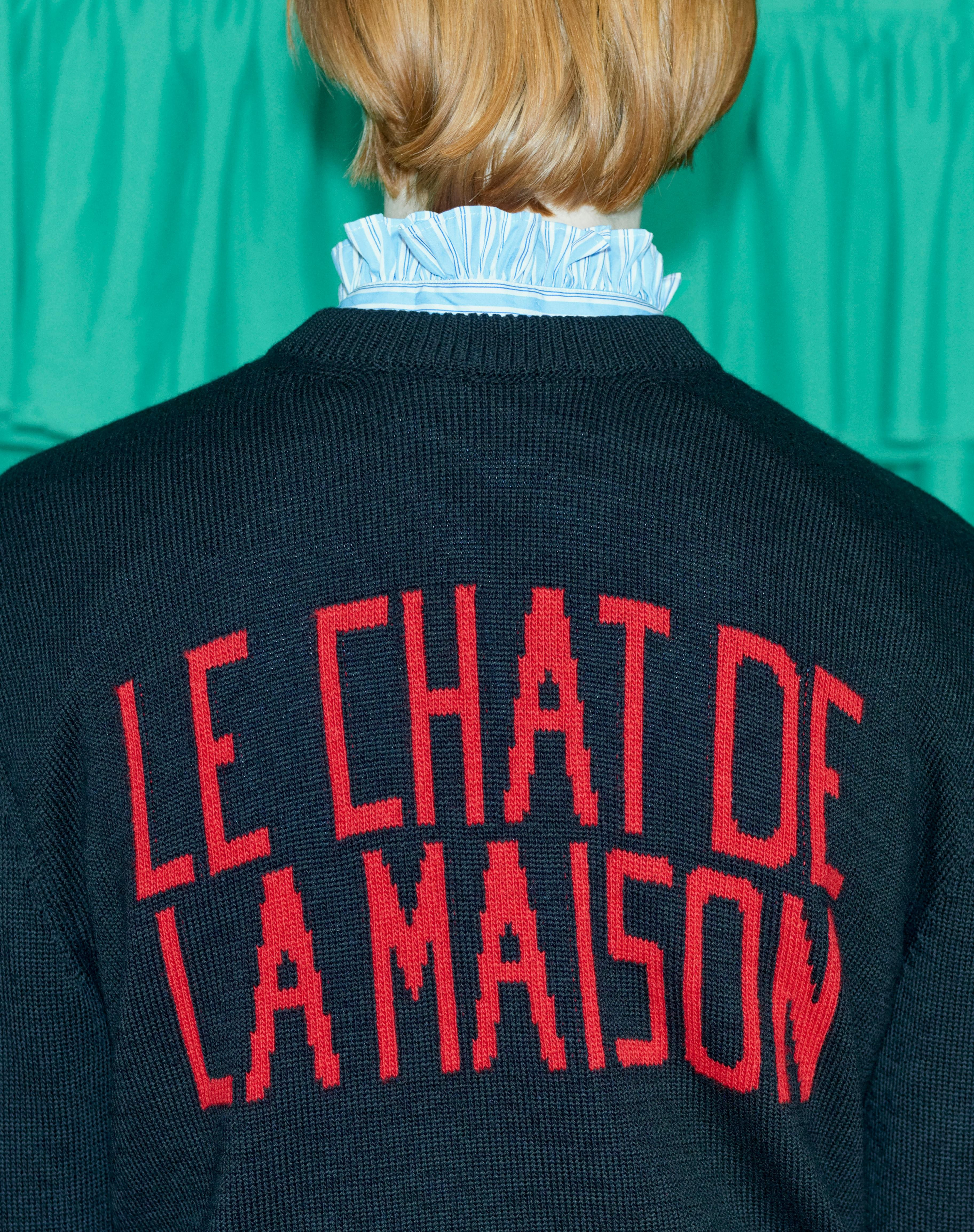 WOOL AND COTTON SWEATER WITH CHAT DE LA MAISON PATCH - 9