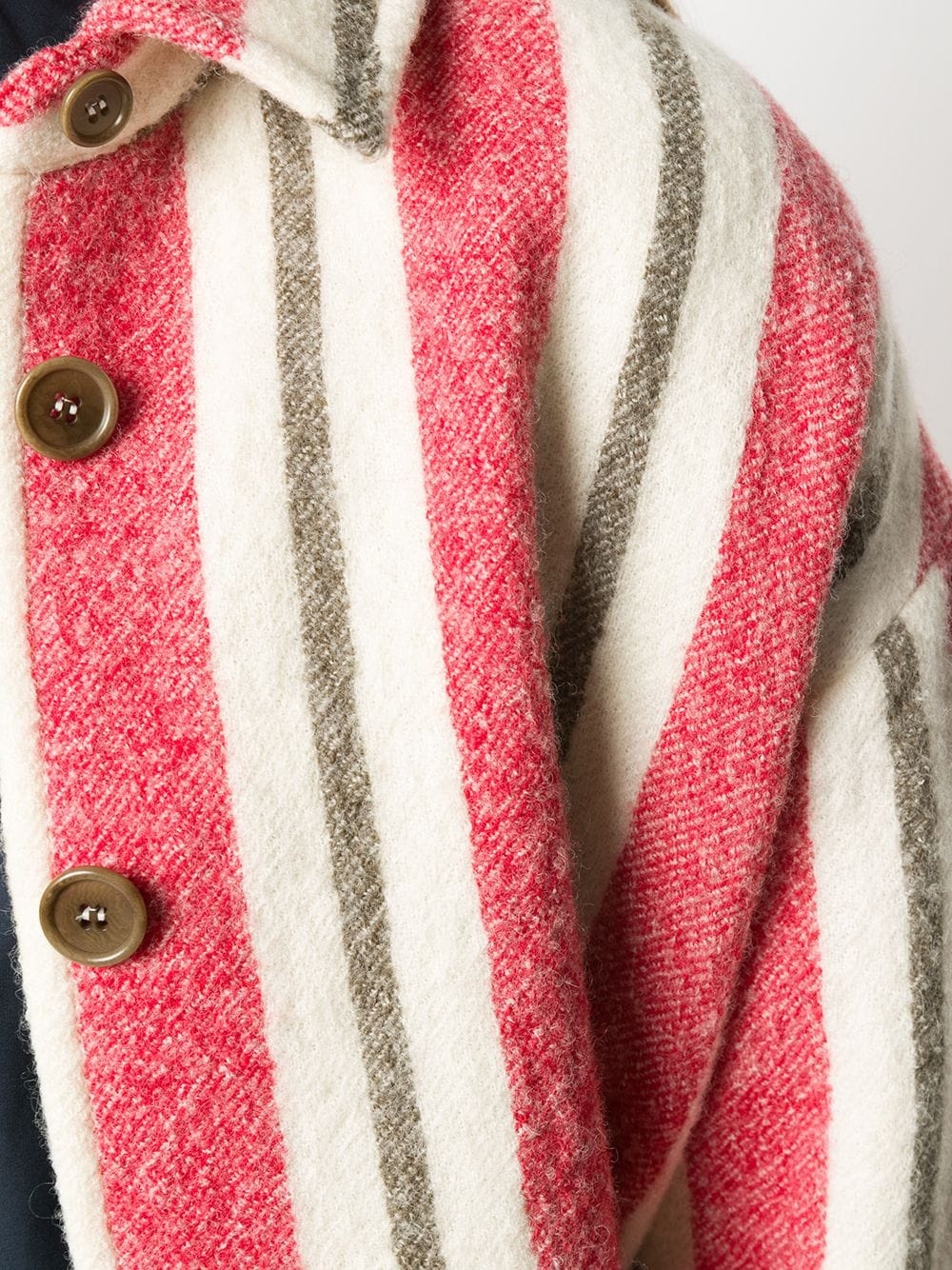 striped-pattern virgin wool coat - 5